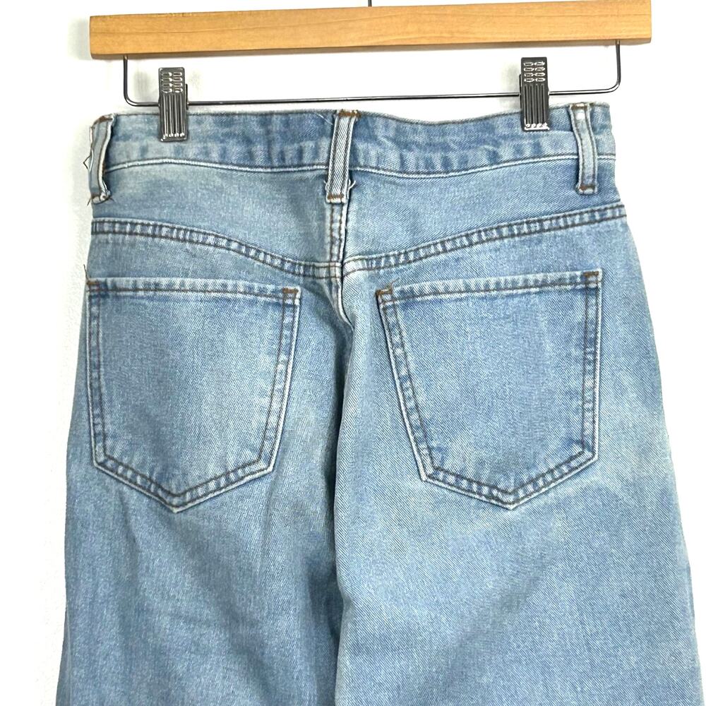 SONG Classic Mom Jeans Womens 3 Button Fly Distressed Ripped‎ Light Wash - Picture 8 of 10